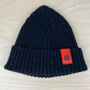 Rugged Seas Maine Winter Beanie Fisherman Hat Black Speckled Wool Blend